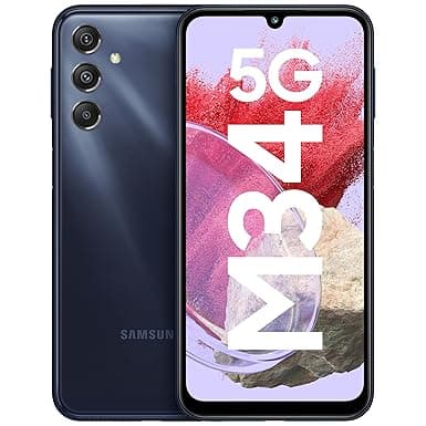 Samsung Galaxy M34 5G (Midnight Blue,6GB,128GB)|120Hz sAMOLED Display|50MP Triple No Shake Cam|6000 mAh Battery|4 Gen OS Upgrade & 5 Year Security Update|12GB RAM with RAM+|Android 13|Without Charger